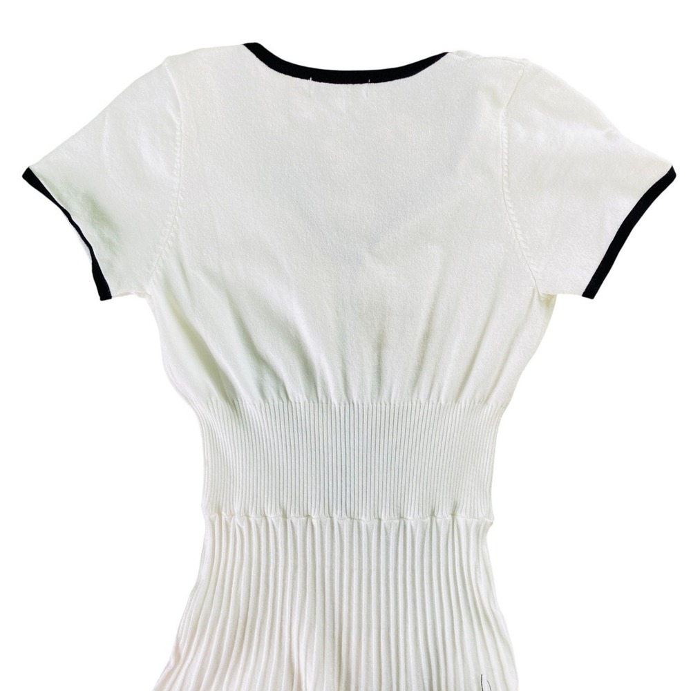 Rihoas White Black Contrasting Sweater Midi Dress Tennis Preppy Babydoll Size M - Picture 10 of 16